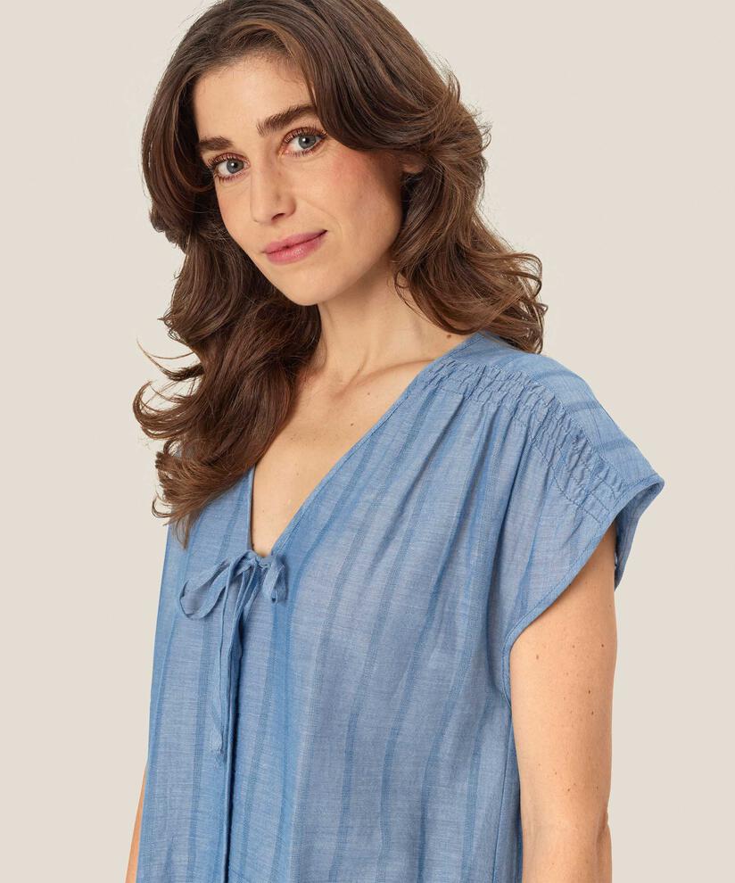 robe en coton boutonnée avec poches décoratives, Nebulas Blue