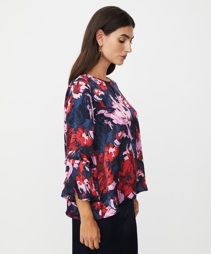 Blouse en Viscose Avec Détail Boutonné, Scarlet Sage