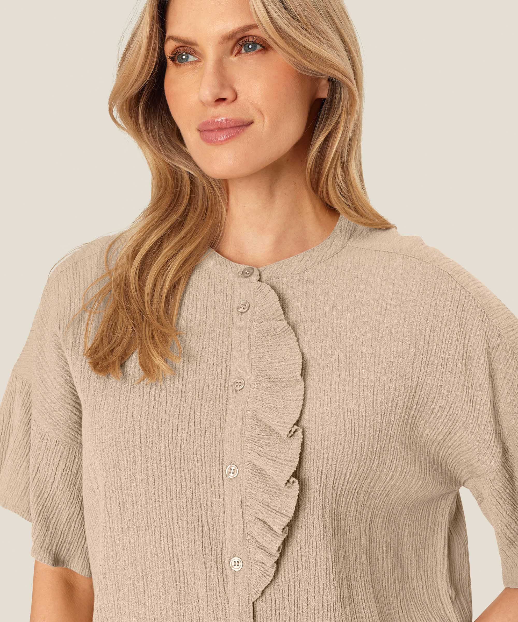 chemise en coton mélangé à manches courtes, Safari