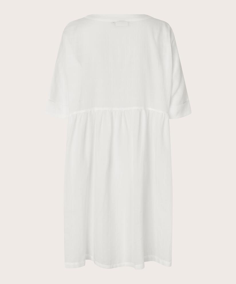 robe à manches courtes en coton léger et transparent, White