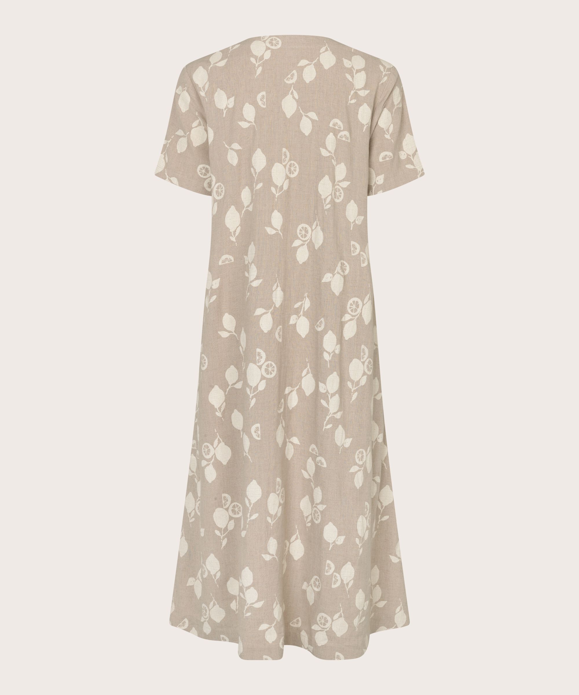 robe imprimée en lin mélangé avec poches latérales, Natural