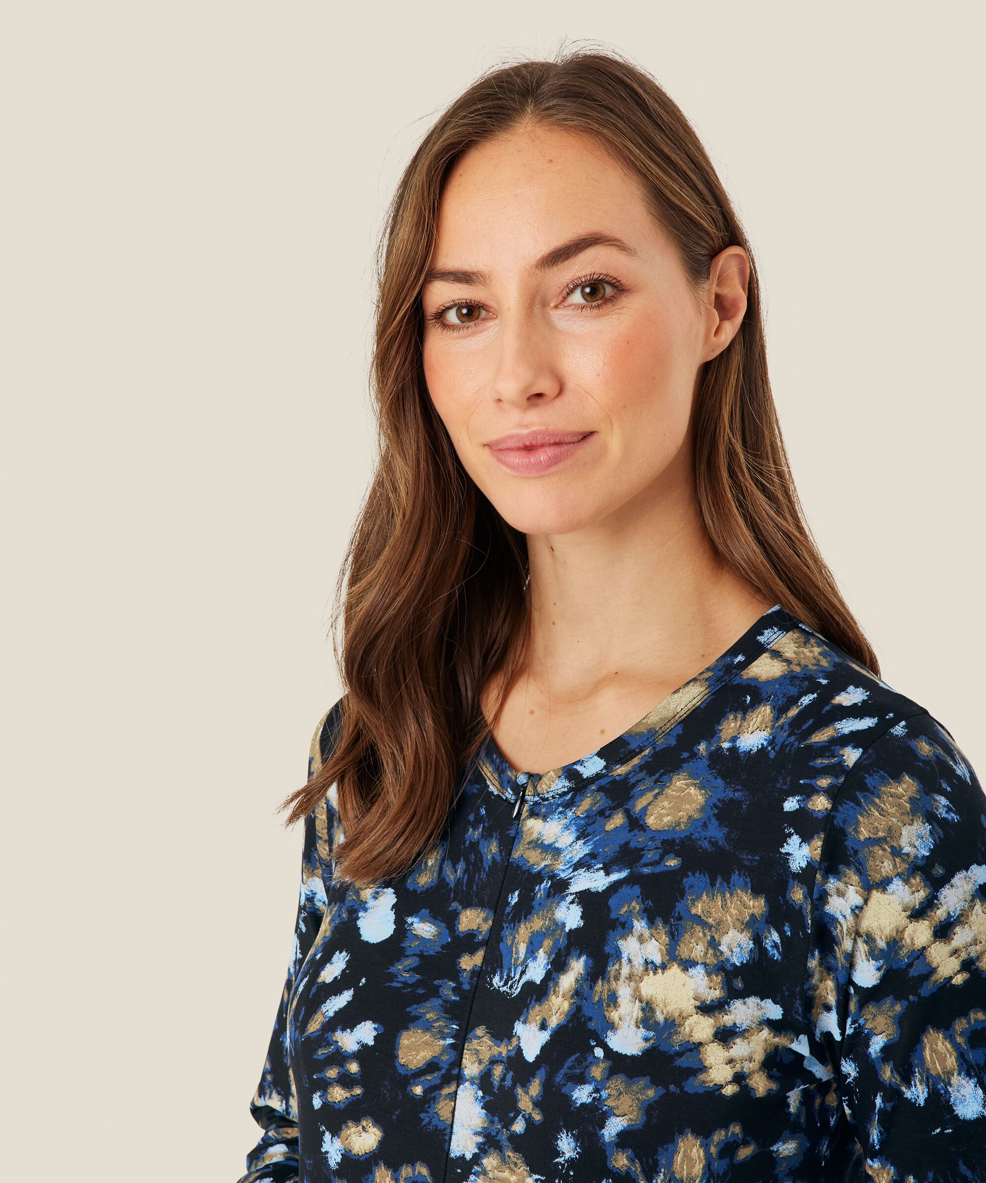 robe tulipe à motifs avec zip au cou, Dull Gold