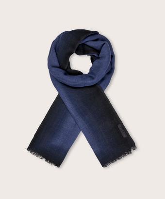 écharpe bicolore en pure laine, Bijou Blue