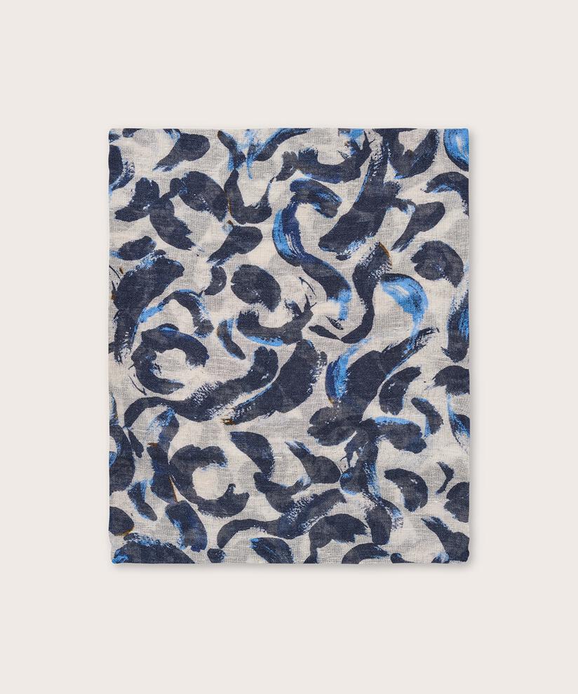 écharpe imprimée en mélange de coton, Ultramarine