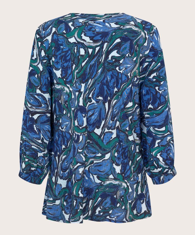 Blouse En Viscose Imprimée À Col V, Blue Fog