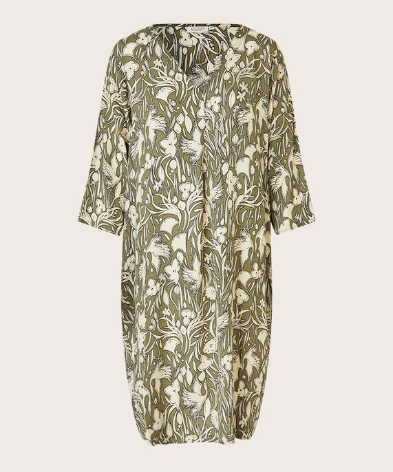 robe en viscose avec col en V et poches fendues, D. Lichen Green