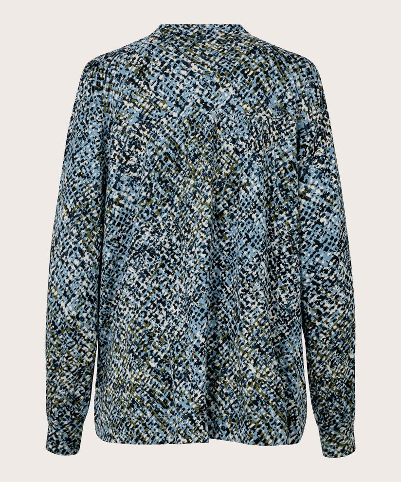 top en jersey imprimé avec détail boutonné dans le cou, Proven Blue
