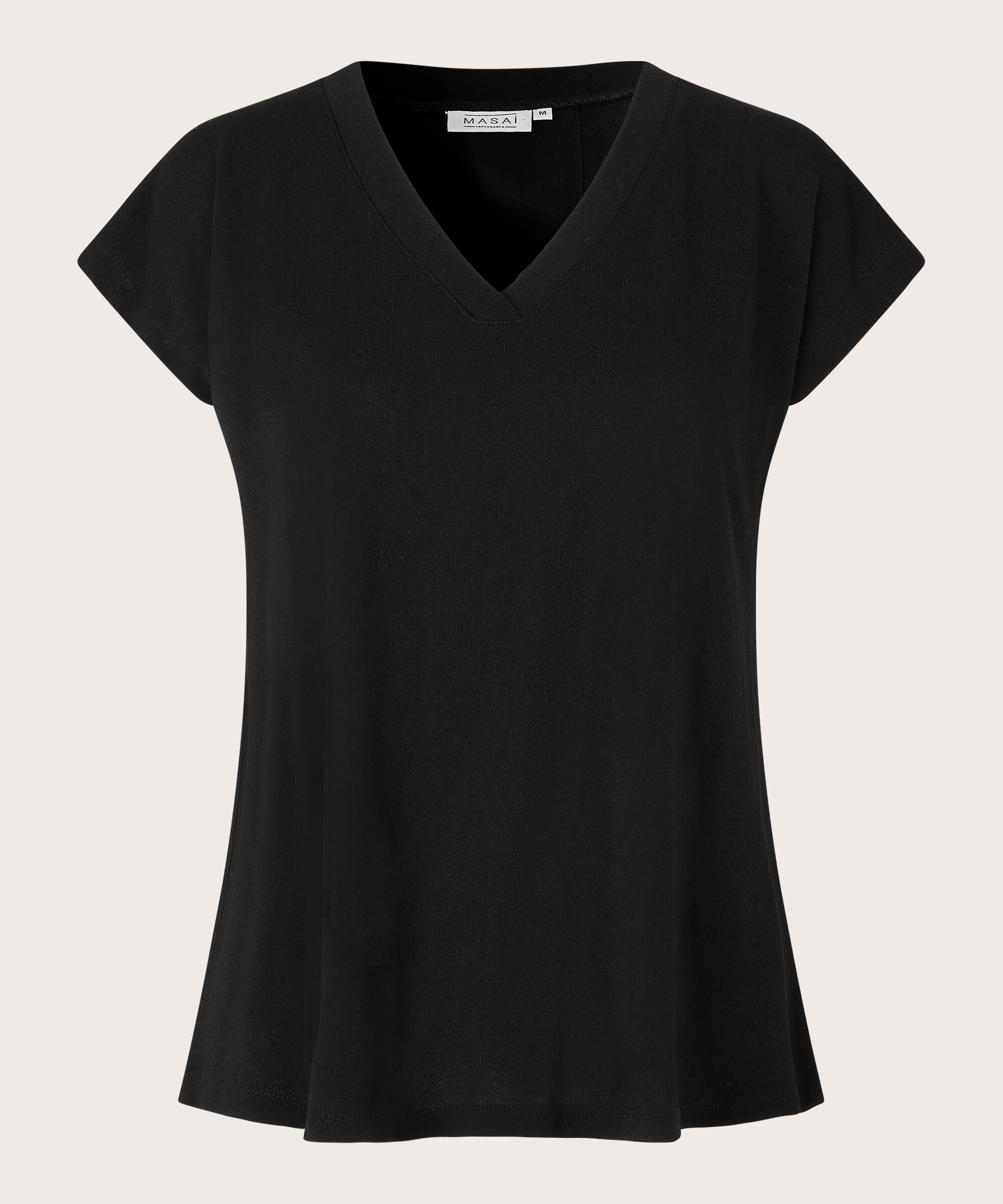 T-shirt En Jersey Col V, Black