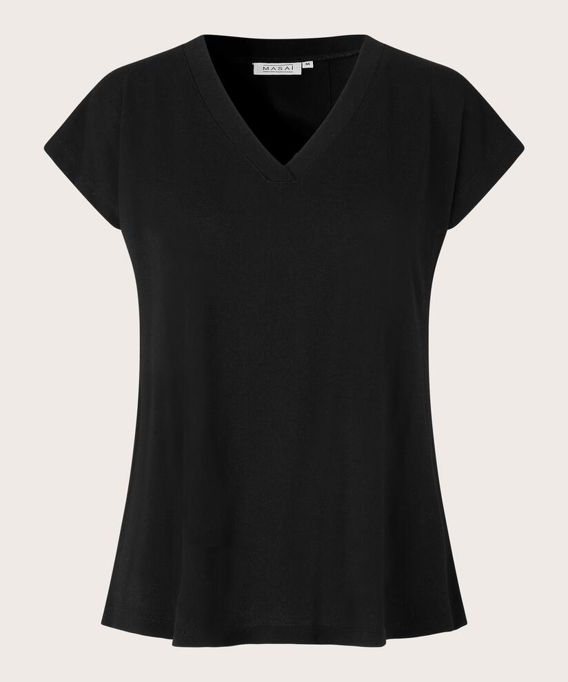 T-shirt En Jersey Col V, Black