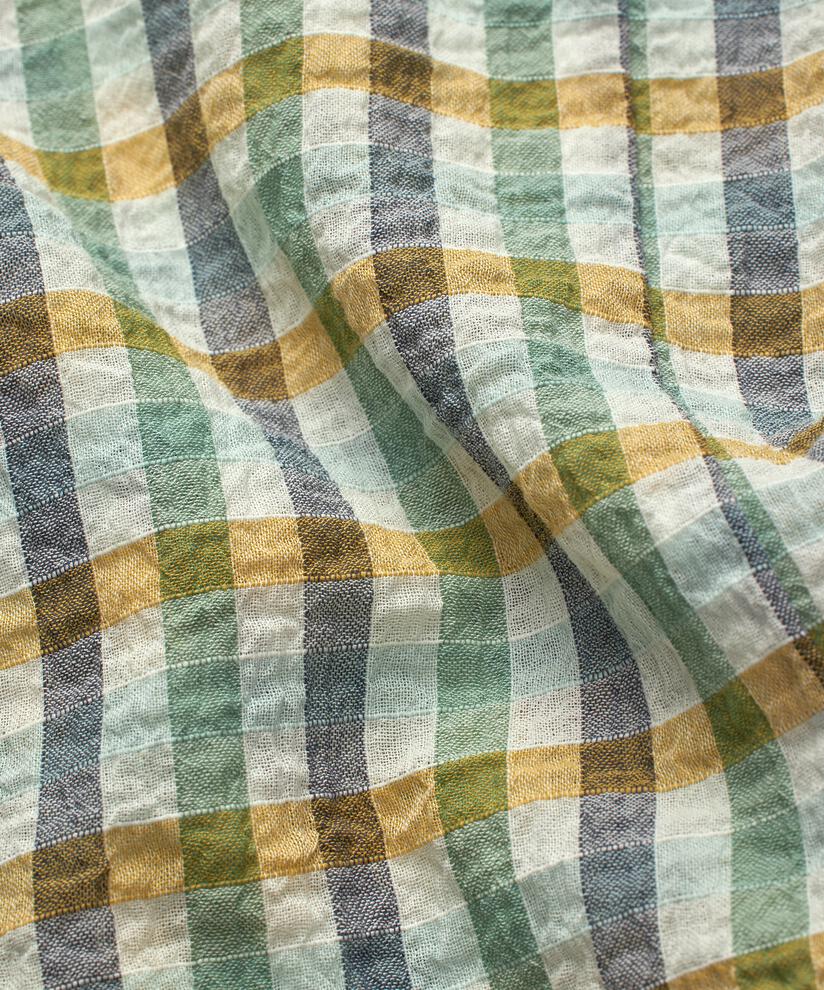 Blouse en coton à carreaux effet cache-cœur, D. Grass Green