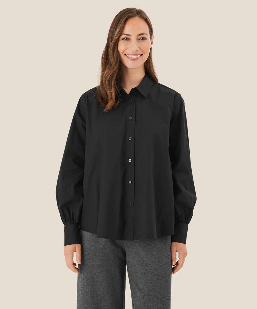 chemise boutonnée en coton, Black