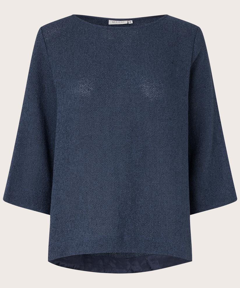 blouse bouclée à manches 3/4, Mood Indigo