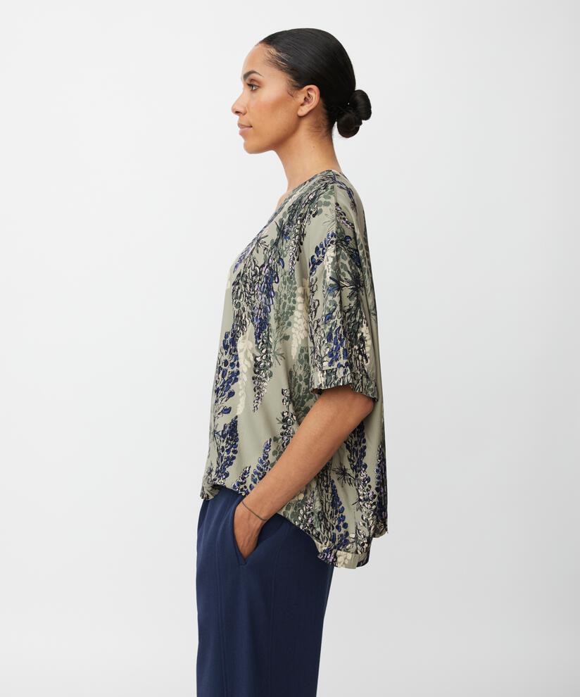 blouse en viscose avec bord volanté sur la manche, Seagrass