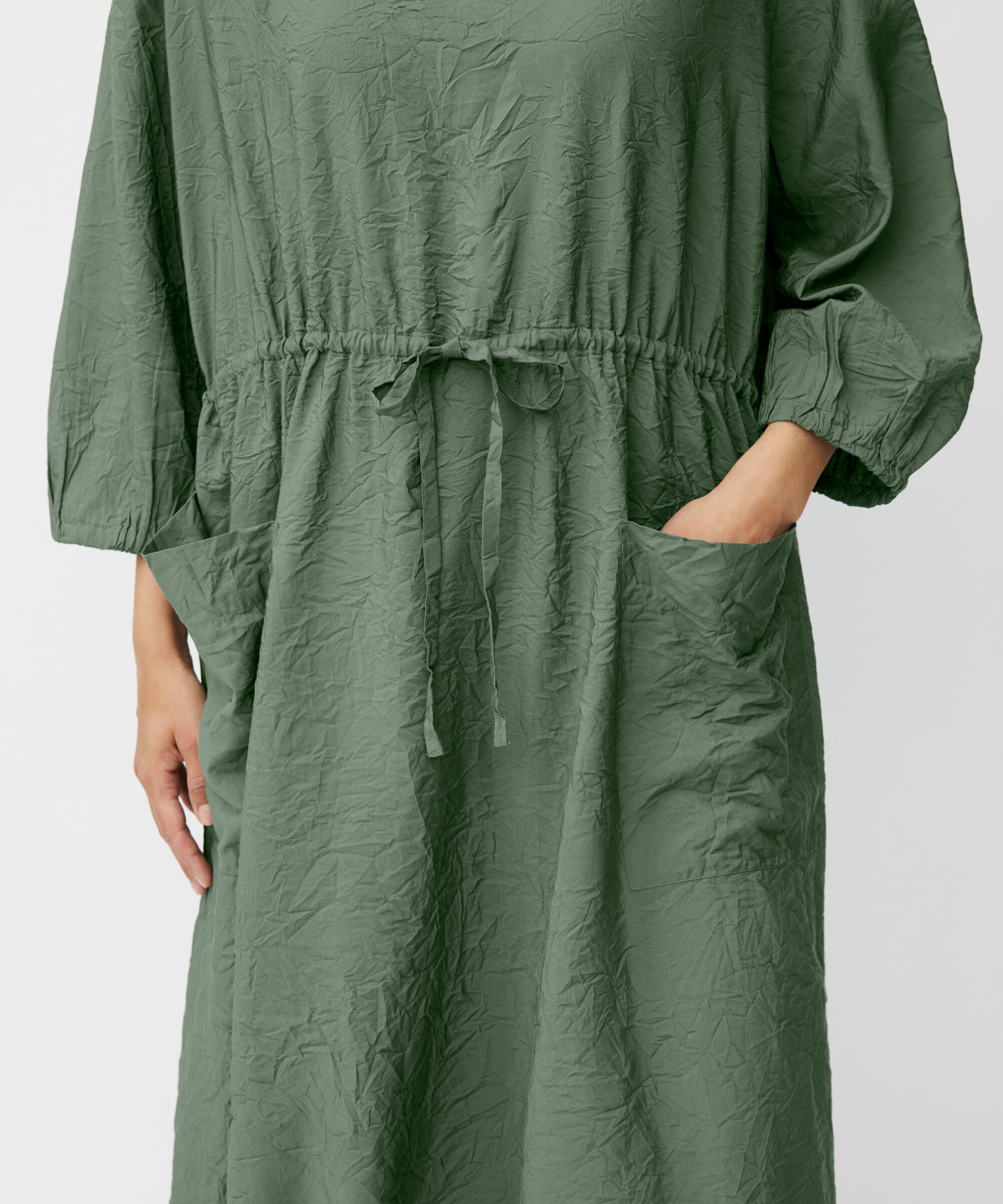 robe en viscose avec ourlet élastique et lien, Duck Green