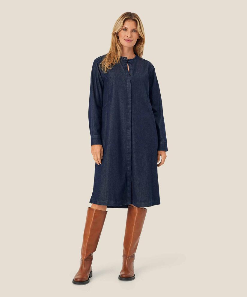 robe en jean avec patte de boutonnage cachée, Dark Denim