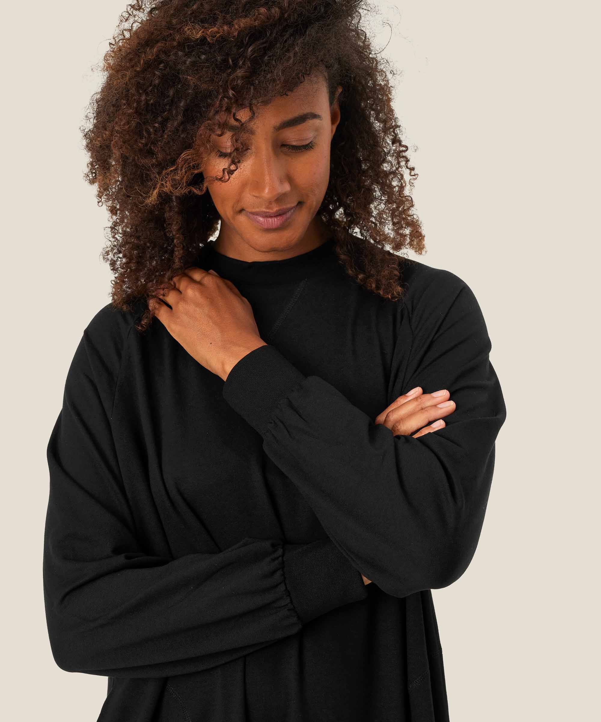 robe casual en jersey à col rond, Black