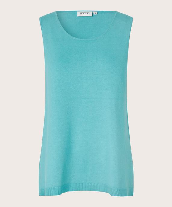 Top sans manches en maille fine, Aqua