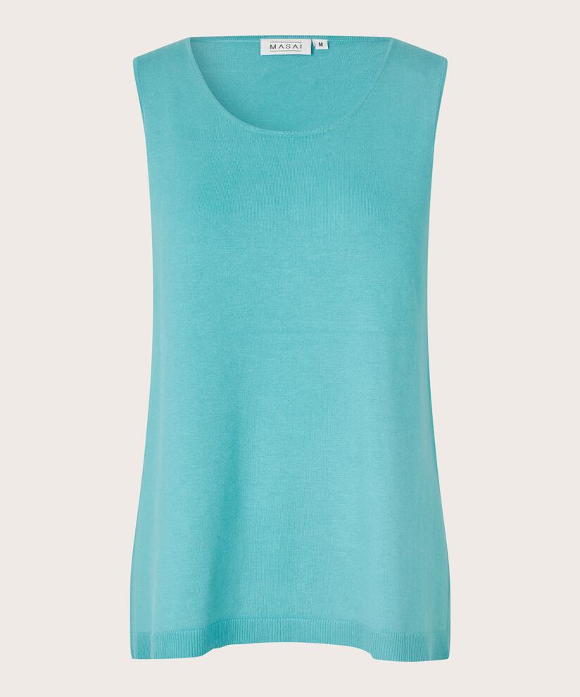 Top sans manches en maille fine, Aqua