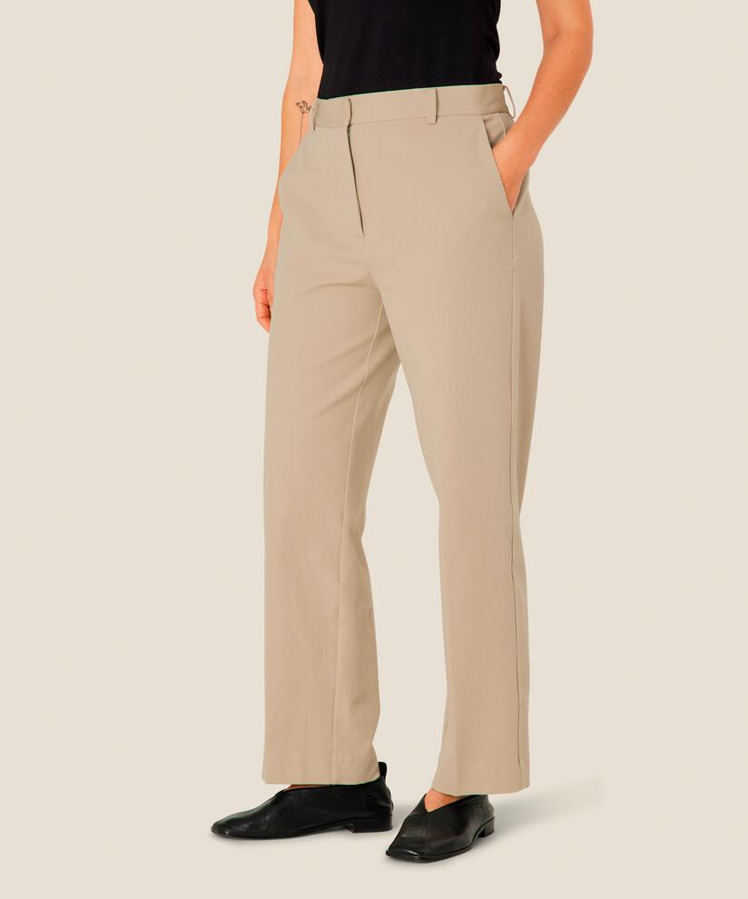 Pantalon En Coton Épais Avec Poches Fendues, Plaza Taupe