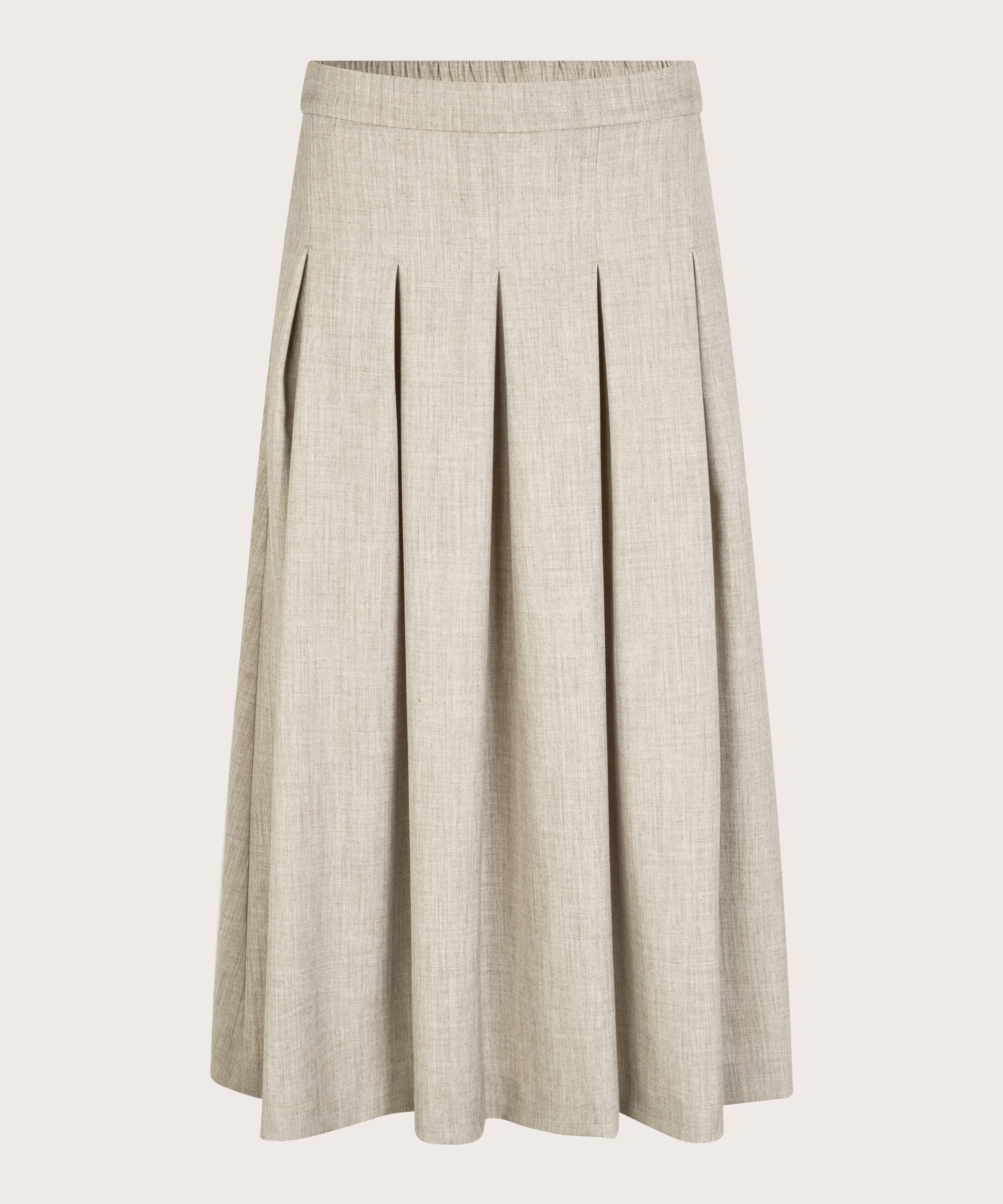 jupe avec plis et taille élastique, Beige melange