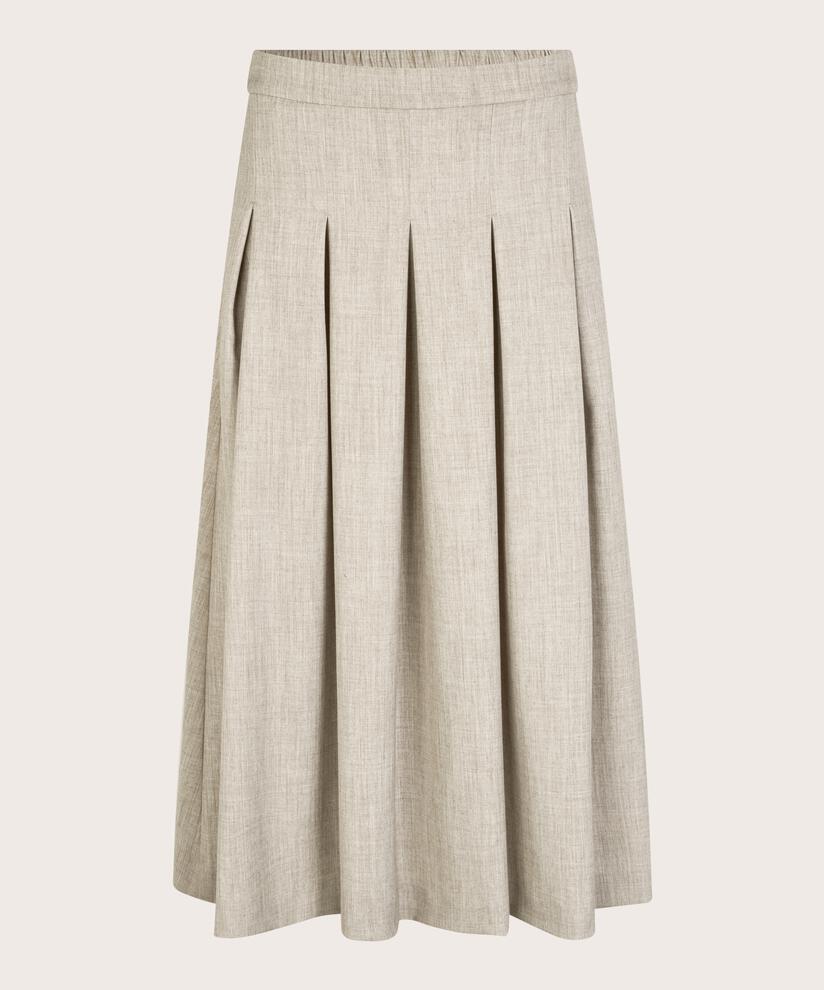 jupe avec plis et taille élastique, Beige melange