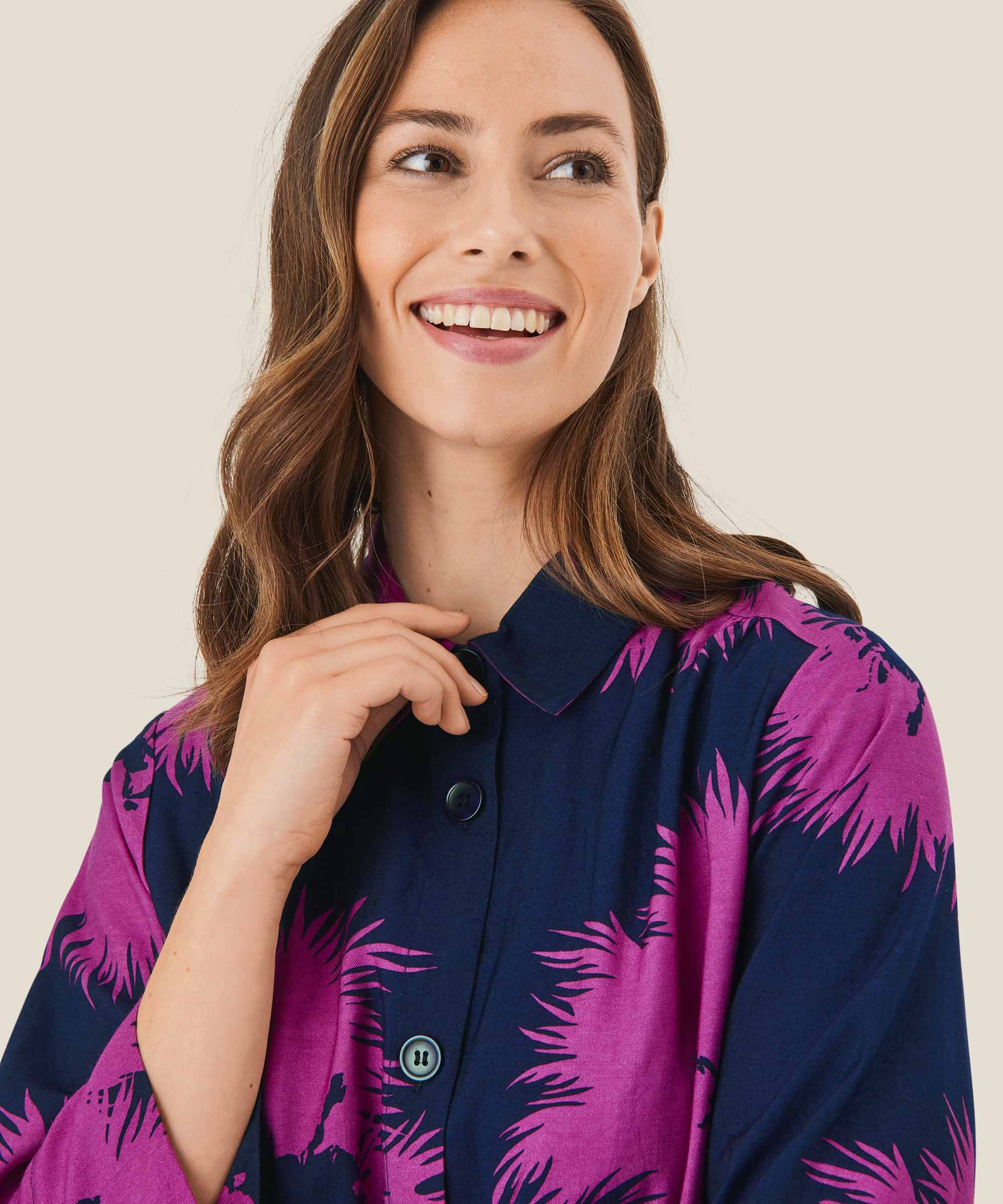 chemise boutonnée en coton, Wild Aster