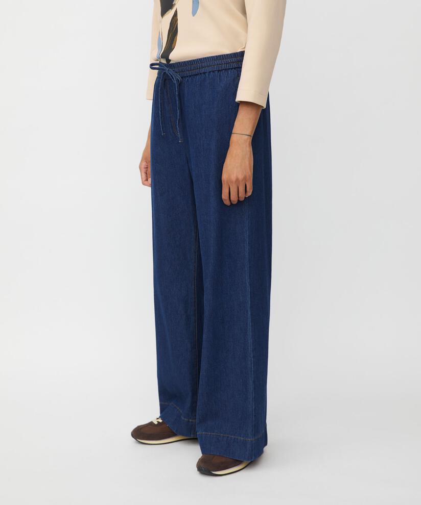 pantalon en jean large avec taille élastique, Dark Denim
