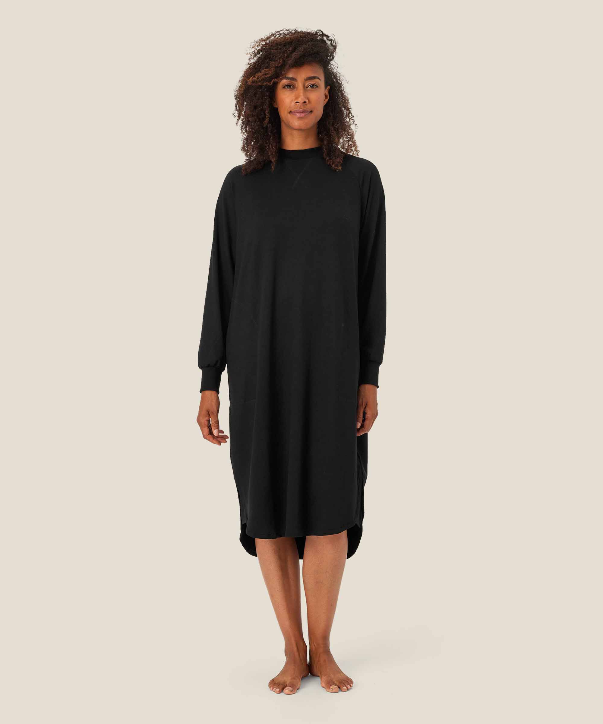 robe casual en jersey à col rond, Black