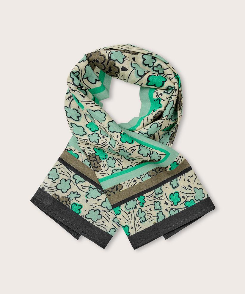 écharpe en coton imprimé, D. Lichen Green