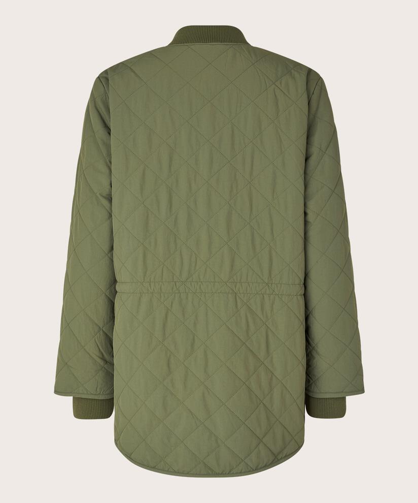 Veste matelassée avec détails côtelés et poches fendues, D. Lichen Green