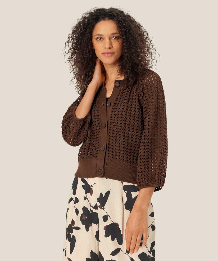 cardigan à trous avec manches 3/4, Chestnut