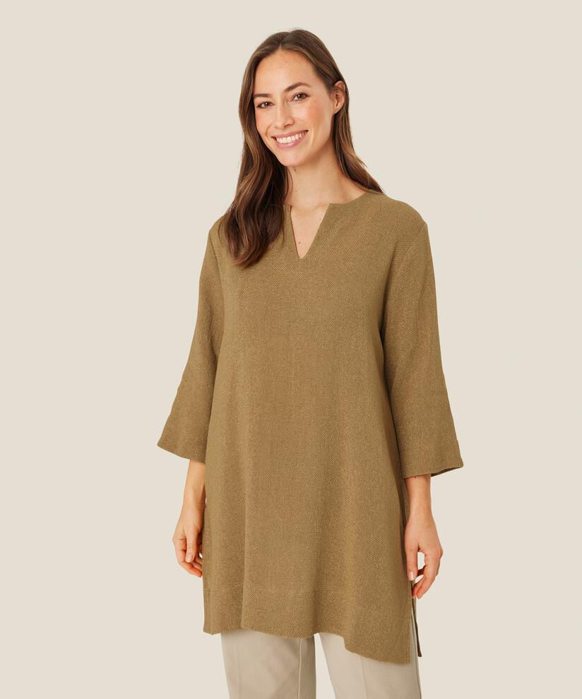 tunique en boucle avec fente latérale, Dull Gold
