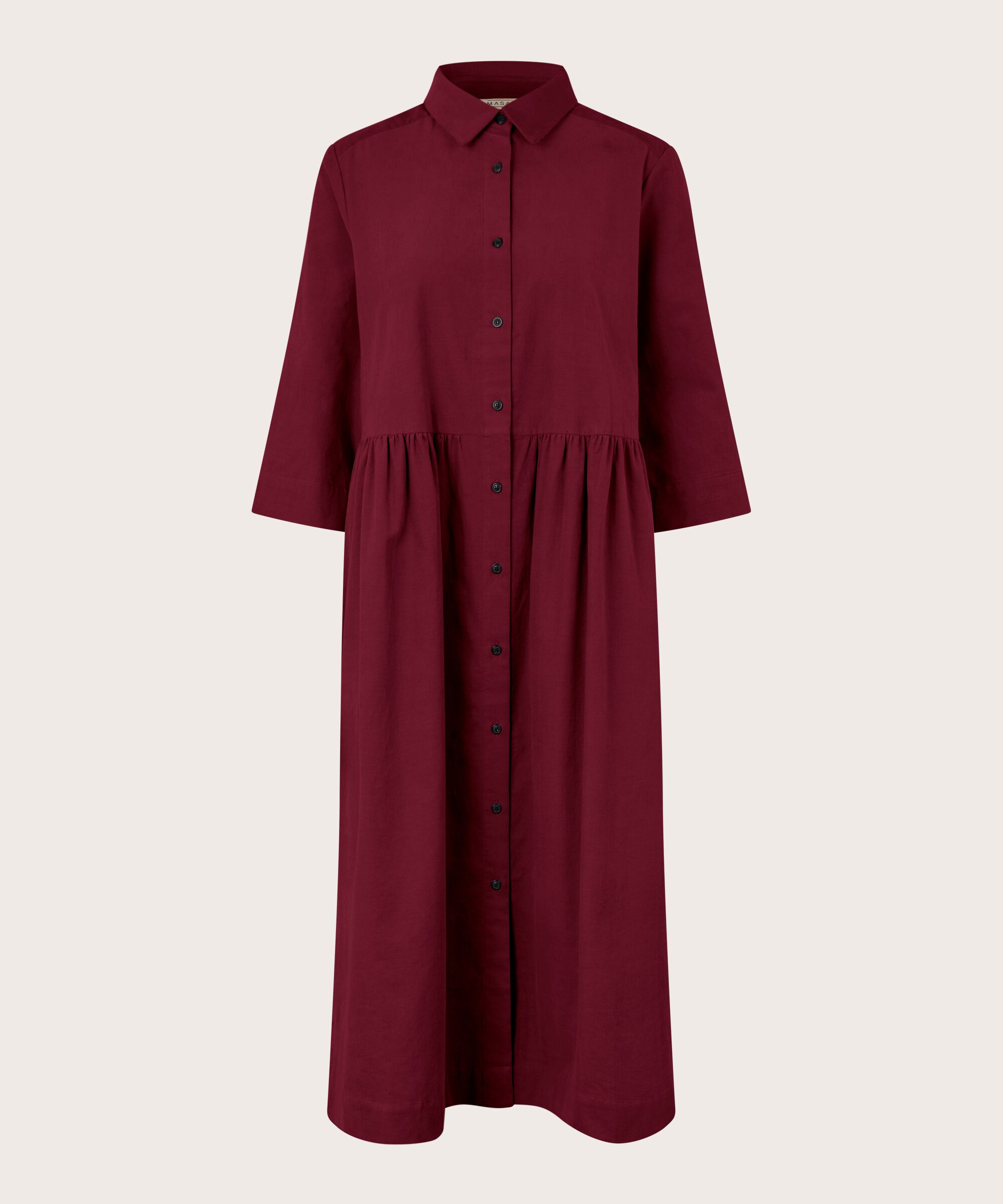 Robe Chemise En Velours À Manches 3/4, Tawny Port