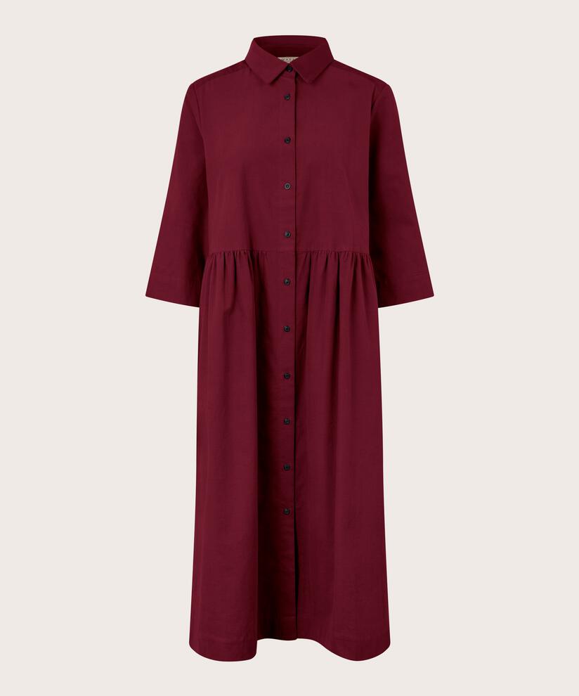 Robe Chemise En Velours À Manches 3/4, Tawny Port