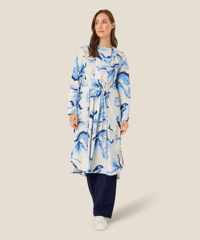 robe en coton avec lien à la taille et fentes sur le côté, Powder Blue