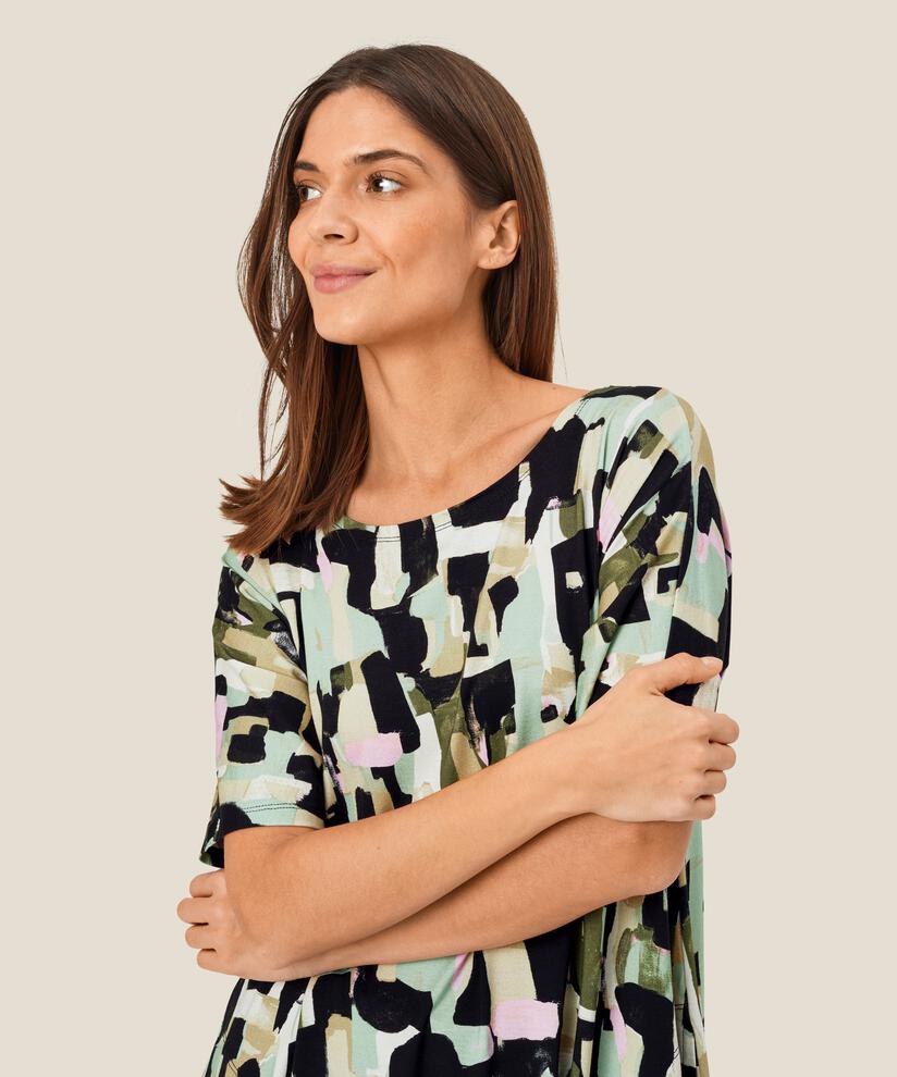 tunique en jersey imprimé avec poches fendues, Frosty Green