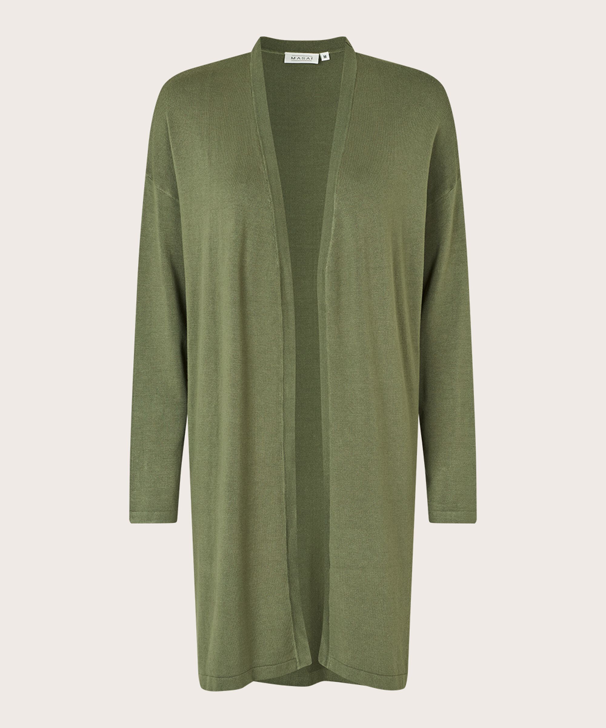 Cardigan En Fine Maille Coupe Droite, D. Lichen Green