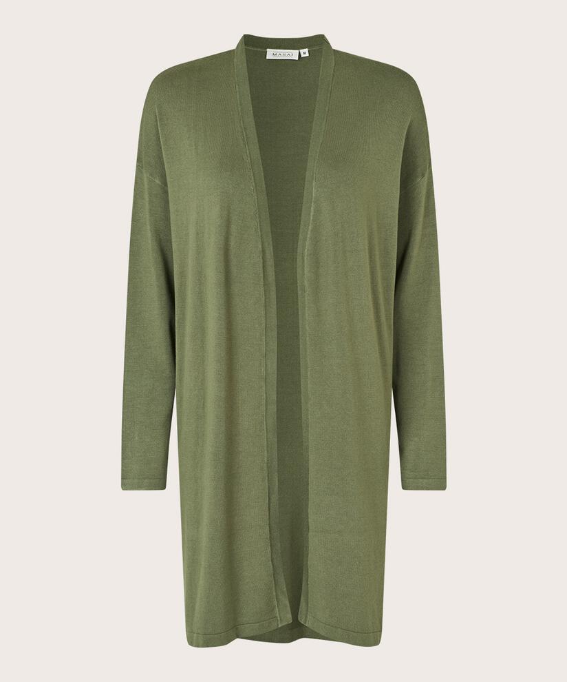 Cardigan En Fine Maille Coupe Droite, D. Lichen Green