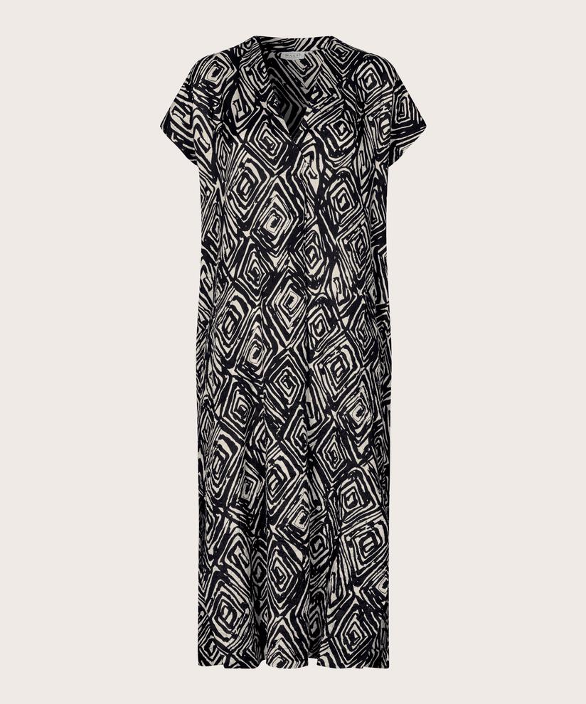 robe en viscose imprimée avec décolleté en V profond, Black