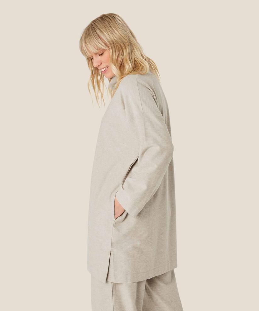 tunique en jersey à manches longues et col roulé, Beige melange