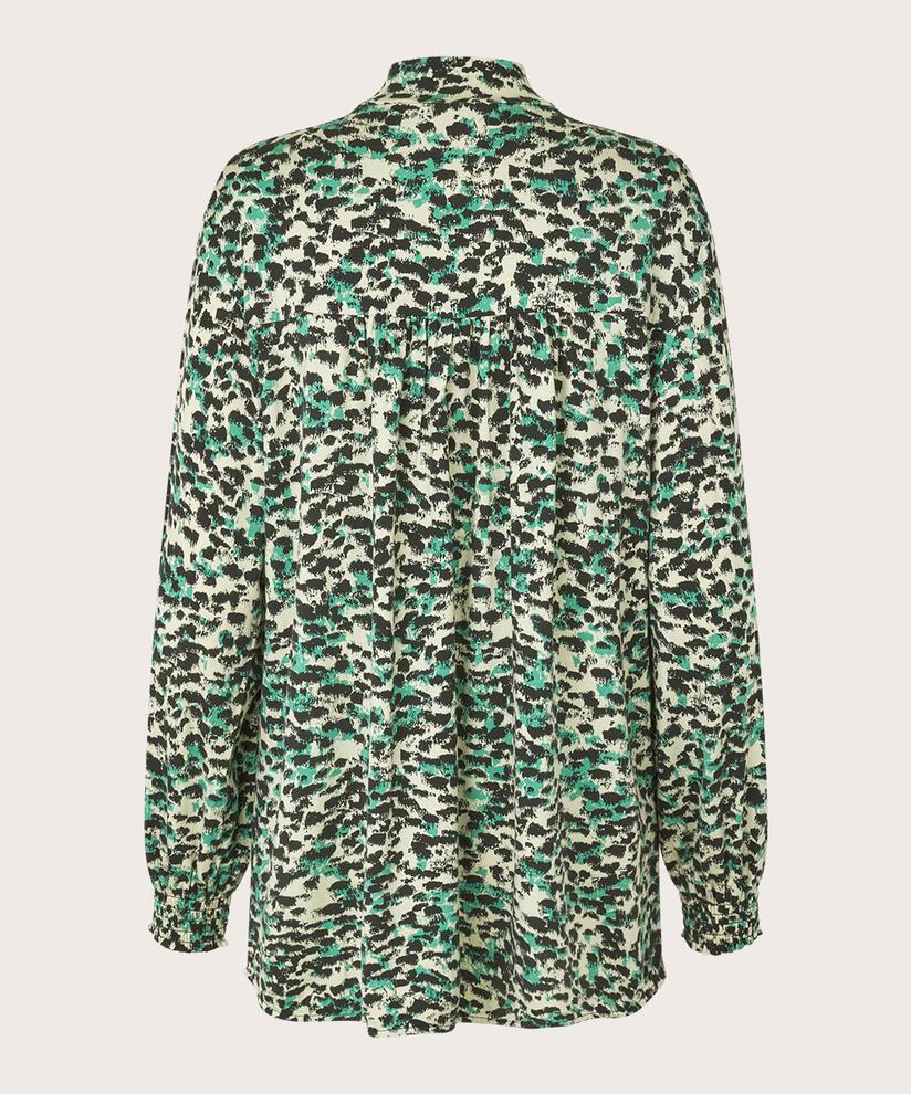 tunique en jersey imprimé avec détail boutonné au col, Winter Green