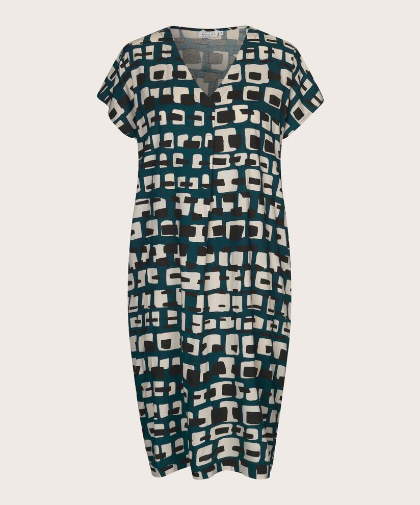 robe en viscose imprimée avec col en V, Reflect Pond