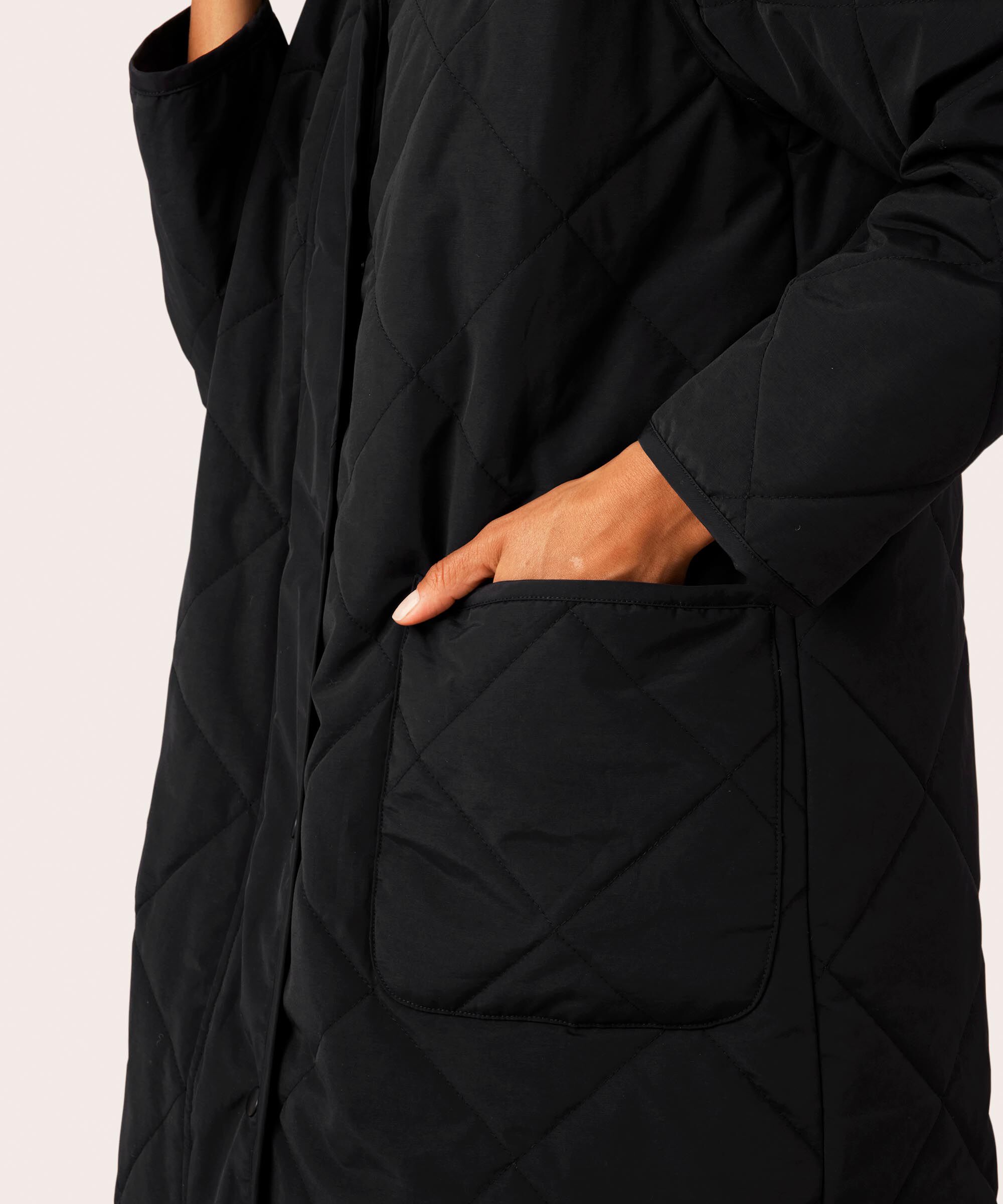 manteau matelassé à capuche, Black