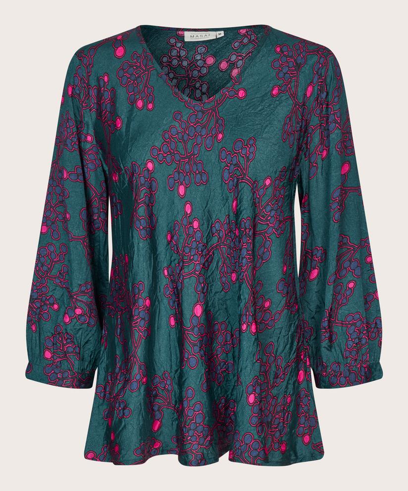 Blouse En Viscose Imprimée À Col V, Reflect Pond