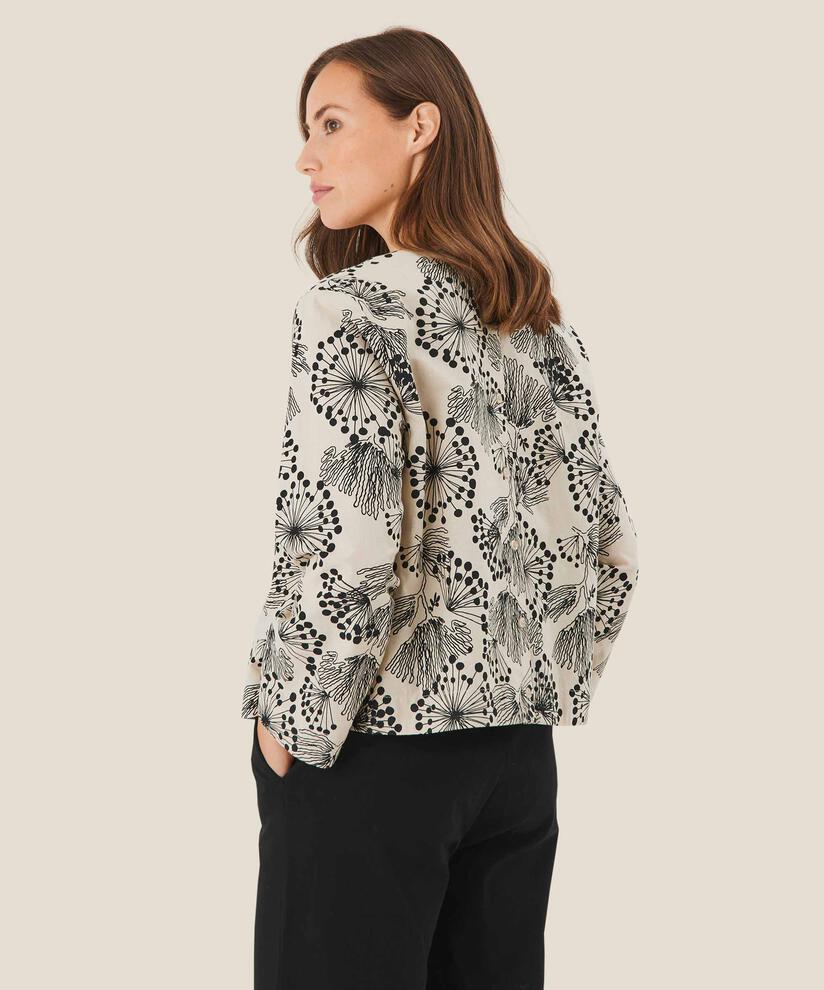blouse col rond en coton mélangé, Fog