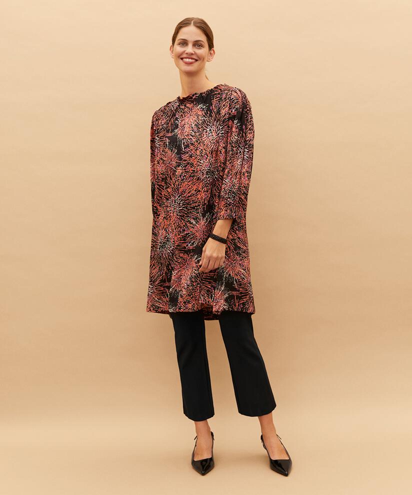 tunique en viscose imprimée à manches longues, Picante