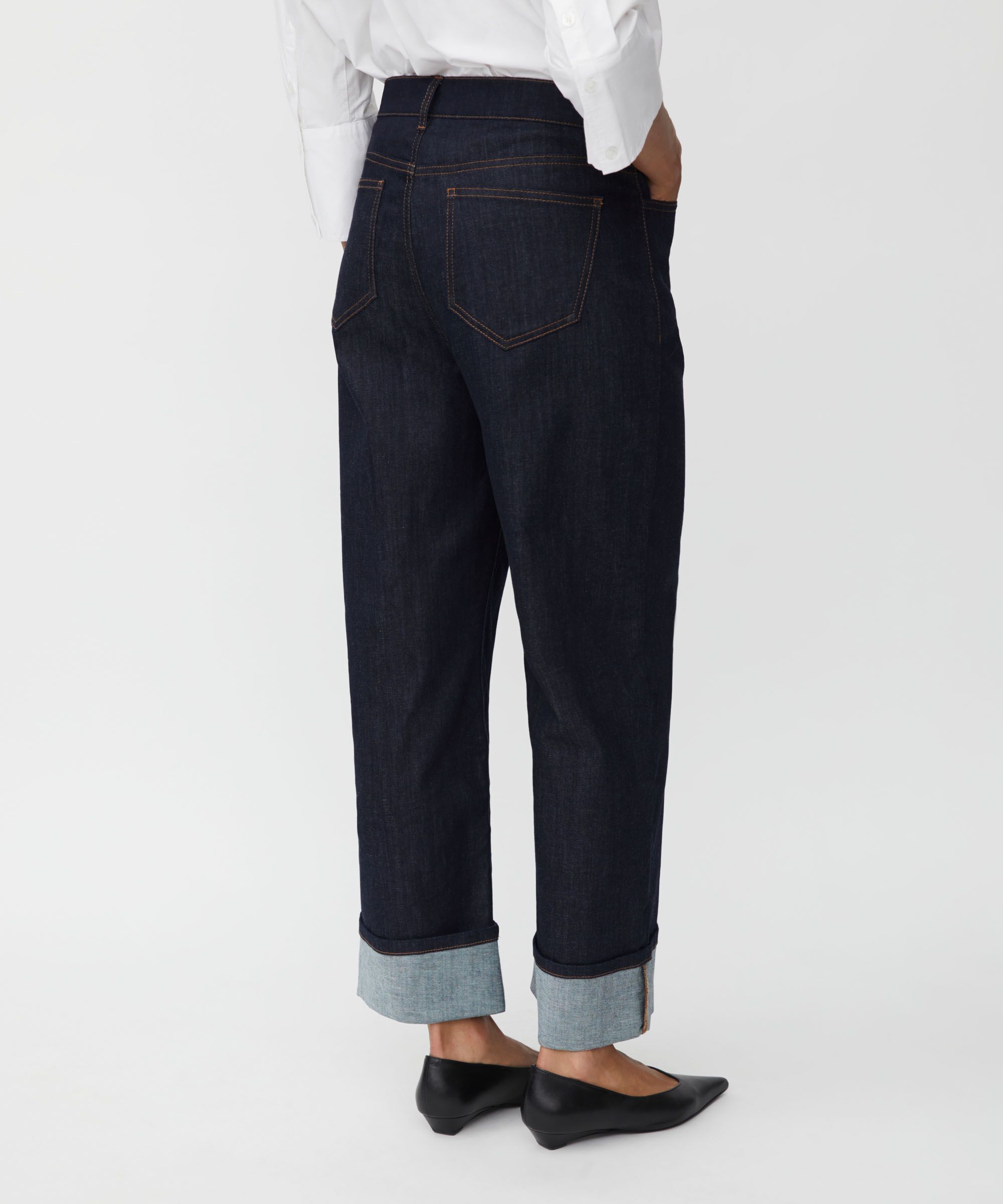 jeans extensibles avec revers, Dark Denim