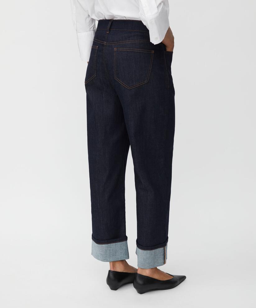 jeans extensibles avec revers, Dark Denim