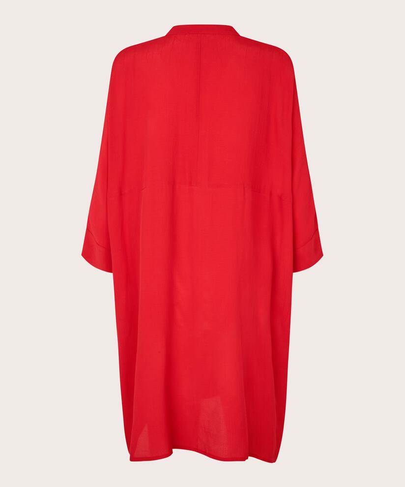 Robe Chemise En Viscose À Manches Trois-quarts, Scarlet Sage