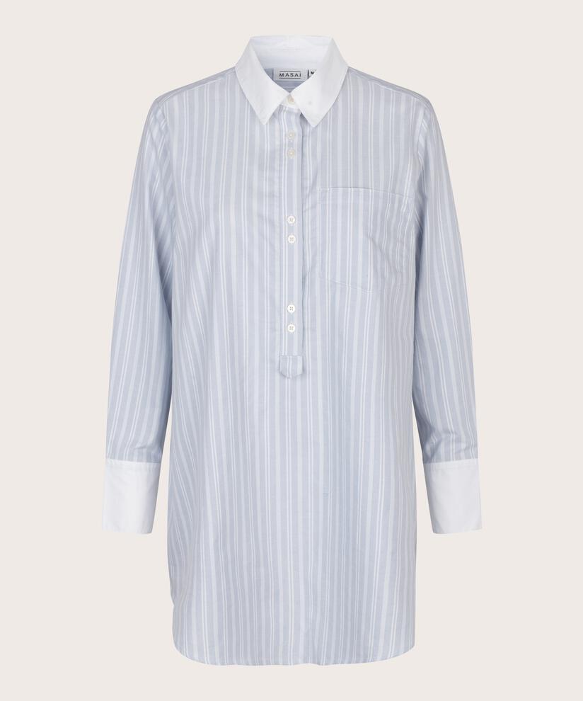 tunique en coton avec col chemise et boutons, Blue Fog